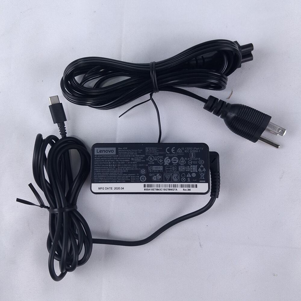 Lenovo 45W USB-C AC Adapter Charger ADLX45YCC3A SA10E75843 00HM665 Laptop Power